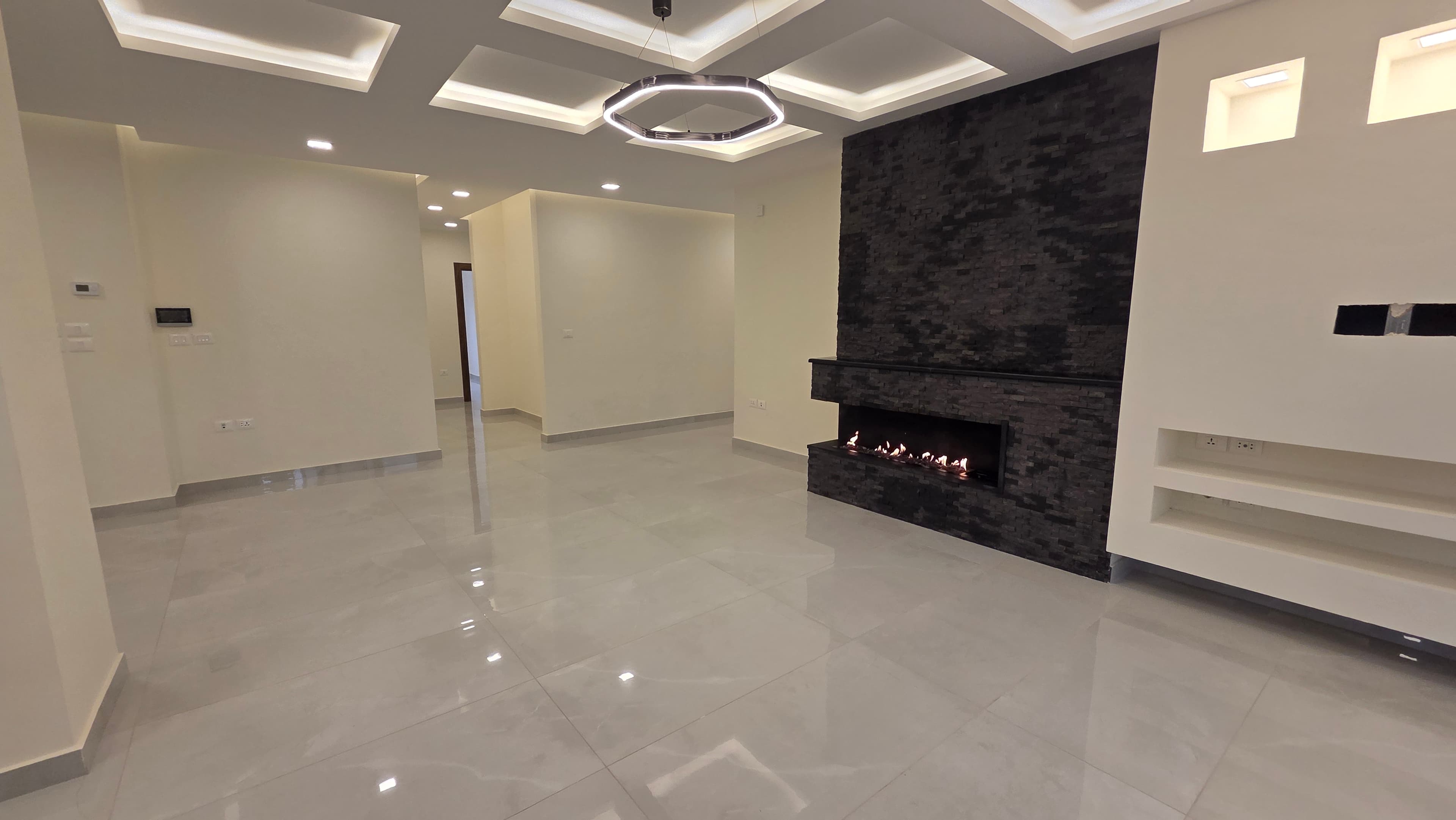 Living room with fireplace